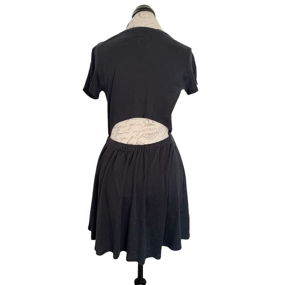 Theysken's Theory Dress Womens Sz Small Black Open back Pima Cotton Short Sleeve - Picture 2 of 12